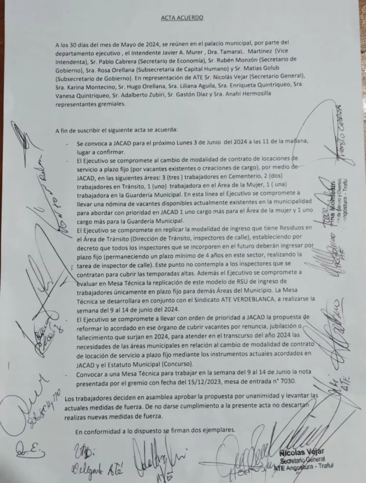 El acuerdo entre el Municipio y ATE es ilegal