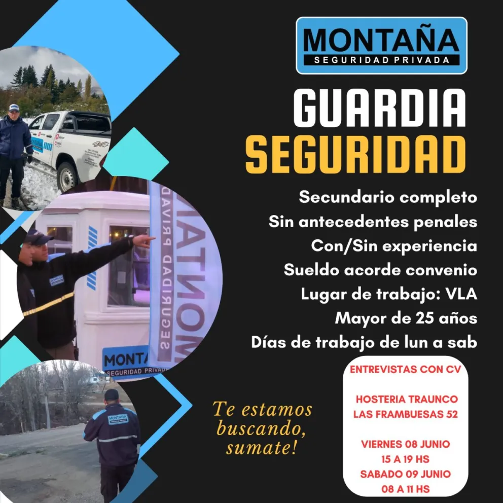 Montaña Seguridad Privada, busca personal: dónde y cuándo presentarse