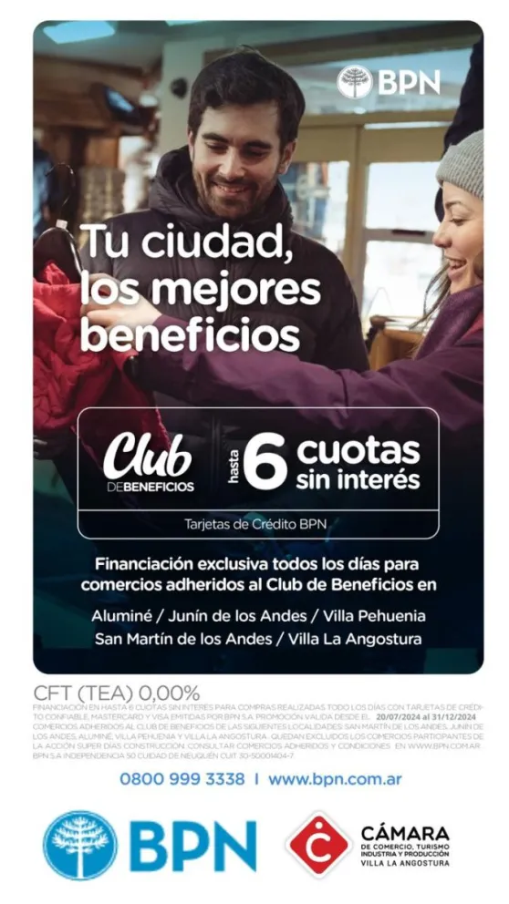 Se extiende el plan de financiación de 6 cuotas sin interés con el BPN