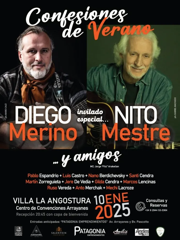 Nito Mestre y Diego Merino se presentan en La Angostura junto a músicos locales