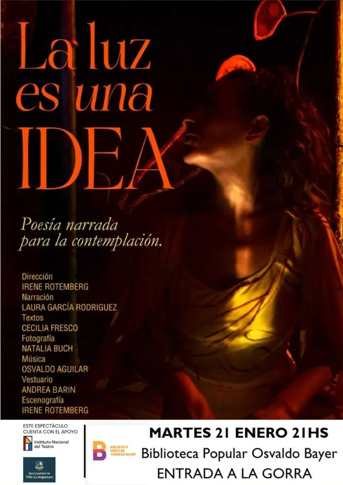 La obra de poesía narrada "La luz es una idea" regresa a La Angostura