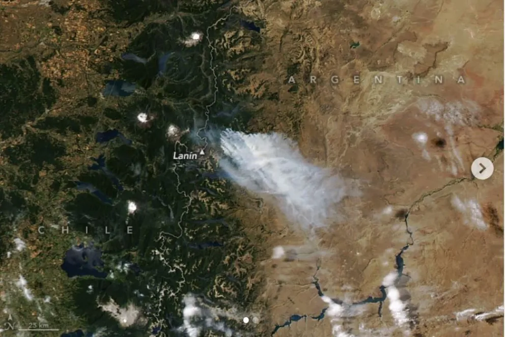 La NASA captó desde el espacio el devastador incendio en Valle Magdalena